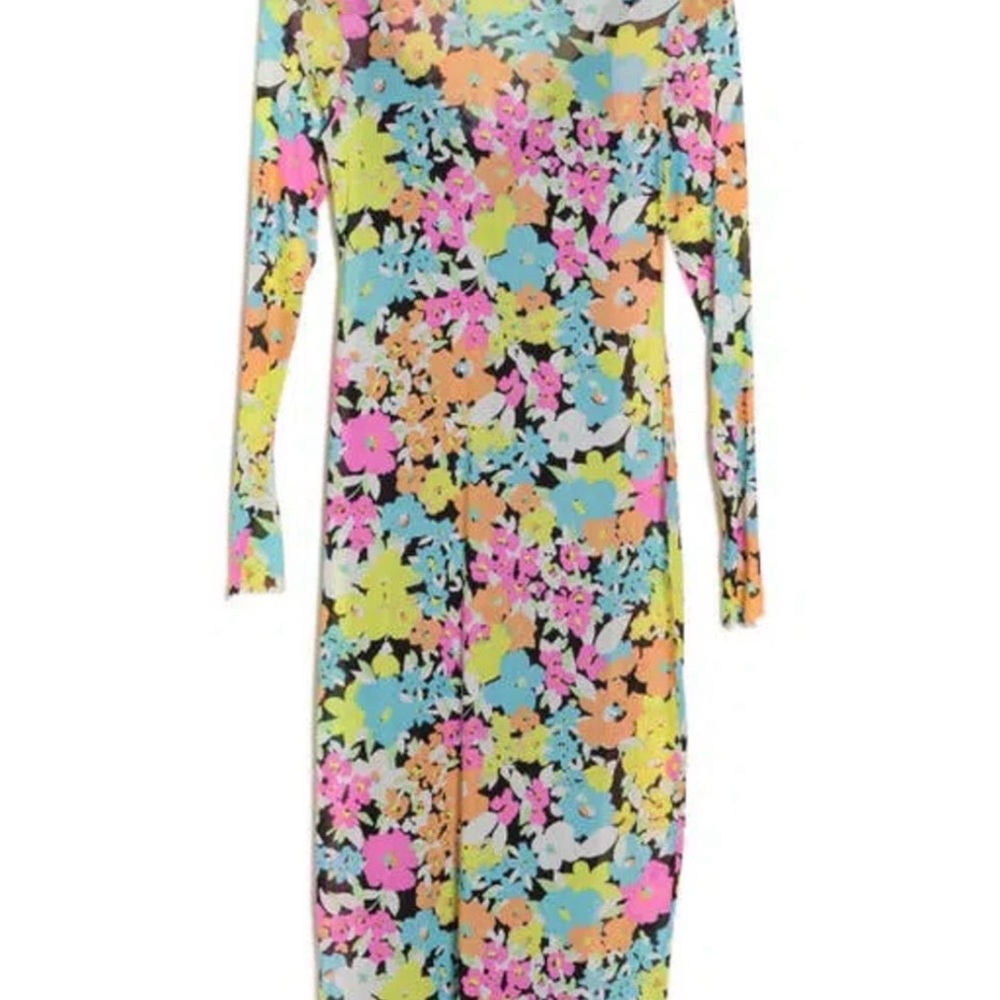 AFRM Los Angeles Mesh Floral Midi Dress - Yellow Multi